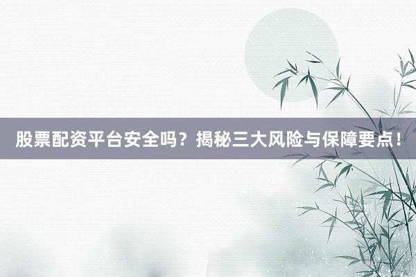 股票配资平台安全吗？揭秘三大风险与保障要点！