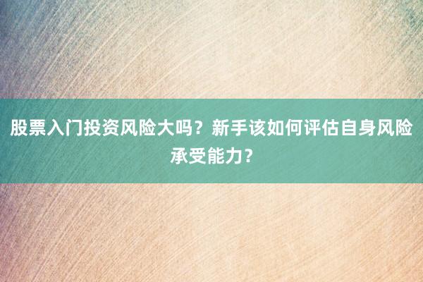 股票入门投资风险大吗？新手该如何评估自身风险承受能力？