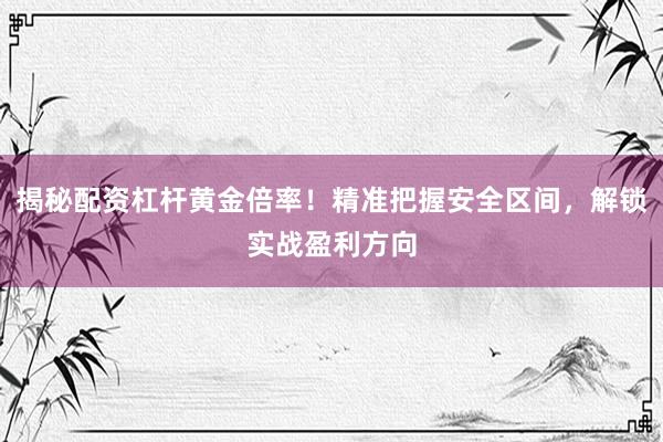 揭秘配资杠杆黄金倍率！精准把握安全区间，解锁实战盈利方向