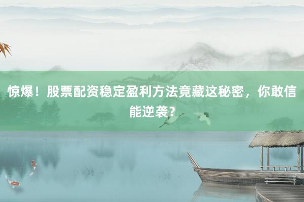 惊爆！股票配资稳定盈利方法竟藏这秘密，你敢信能逆袭？
