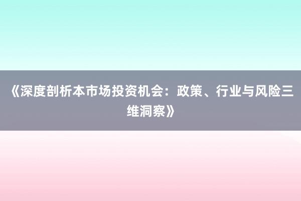 《深度剖析本市场投资机会：政策、行业与风险三维洞察》