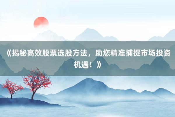 《揭秘高效股票选股方法，助您精准捕捉市场投资机遇！》